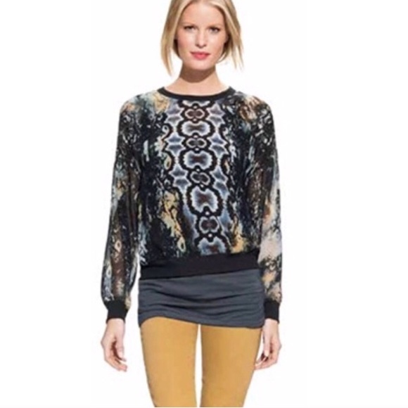 CAbi Tops - EUC CAbi sheer snake skin pull over blouse M 8/10
